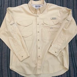 COLUMBIA Yellow Cotton Fishing Shirt